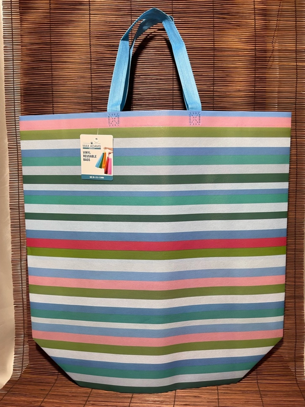 NWT Adams Striped Tote Bag - Blue, Pink, Green/ Large